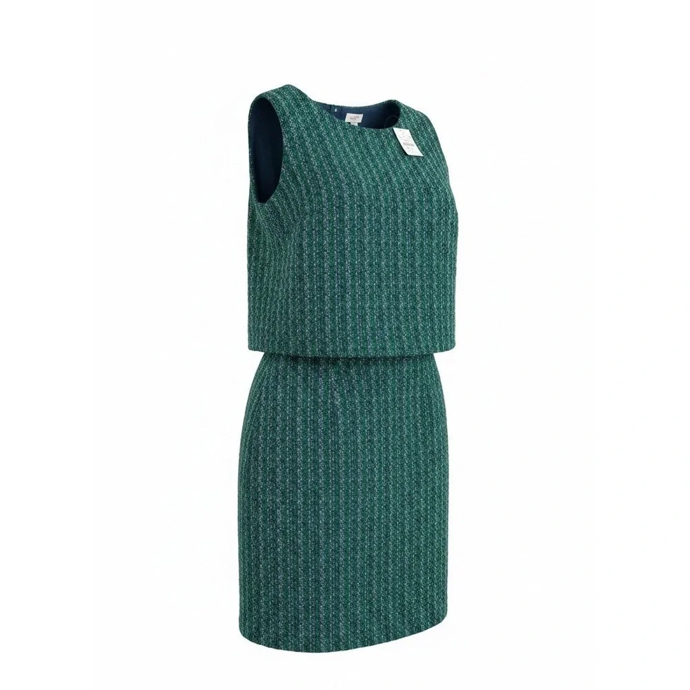 J.Crew‎ Tweed Woven Two-Piece Set Women Top XL Skirt 16 Green Blue Elevated